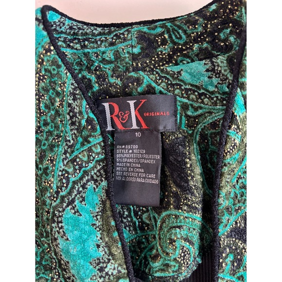 RK Originals Teal Black Paisley Brocade Velvet Blazer Jacket Sz 10 Grannycore - Picture 5 of 5